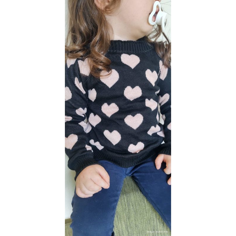 Suéter Tricot infantil Corações meninas