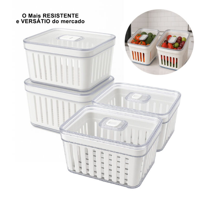 Kit 4 Organizador de Geladeira 3,8 Litros Cesto Co