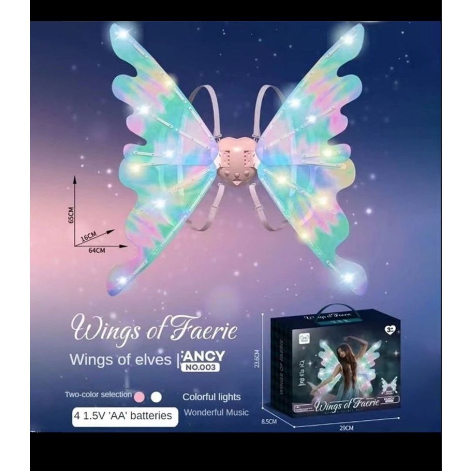 Asas de fada elfo luz elétrica borboleta simulação asas asas de anjo brinquedos luminosos infantis a