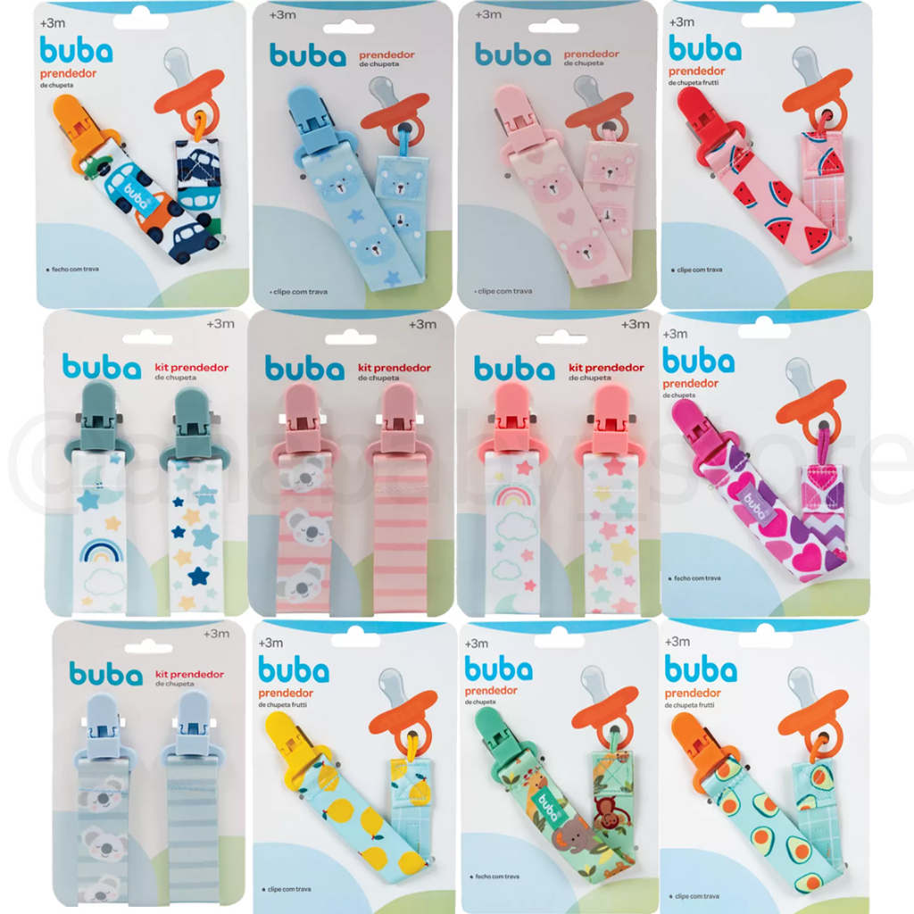 Prendedor de Chupeta Buba Com Trava Corda em Poliéster Prendedor de bico acessório