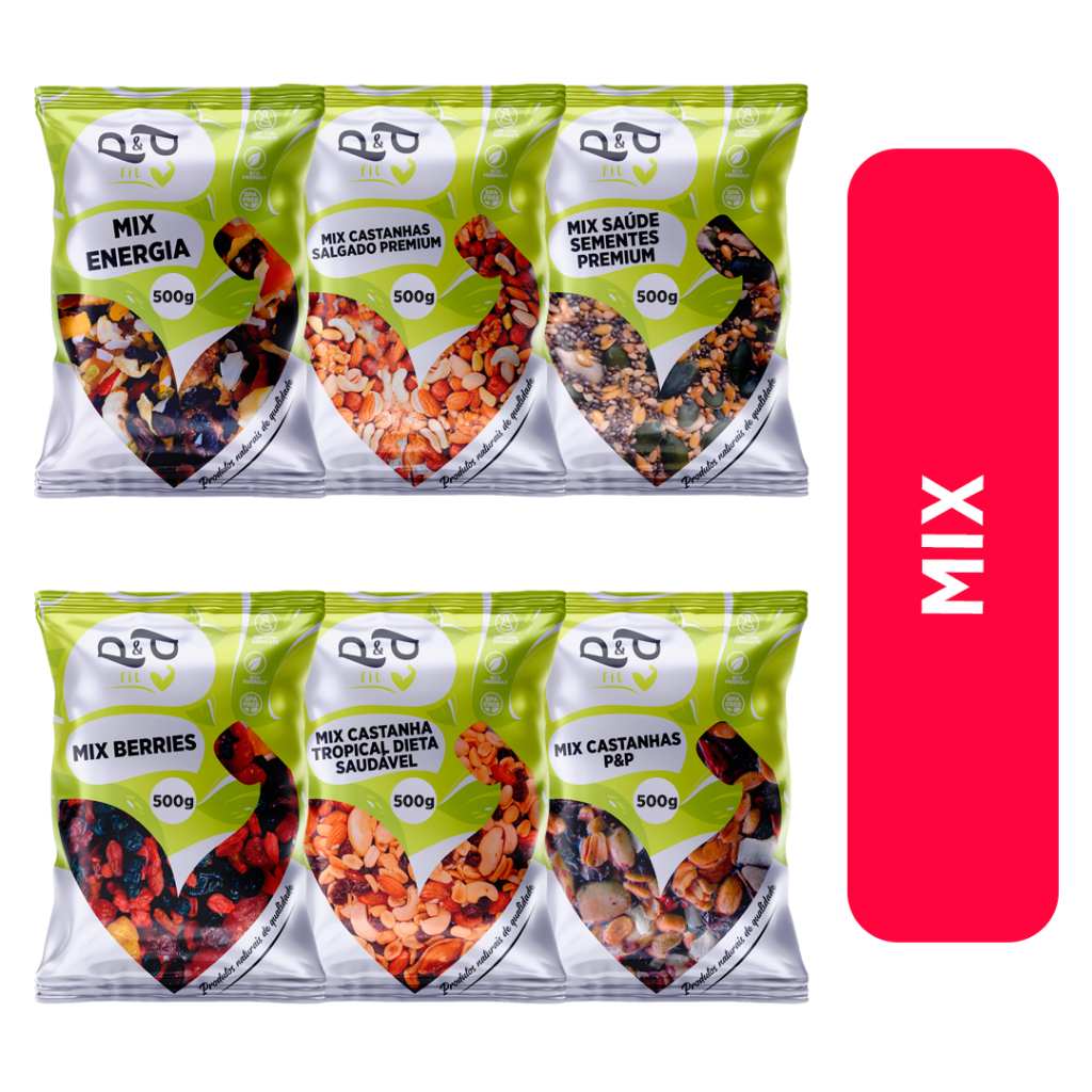 Mix PEP Todas Opções (Nuts/Castanhas/Nozes/Frutas Secas/Damasco/Sementes/Linhaça)