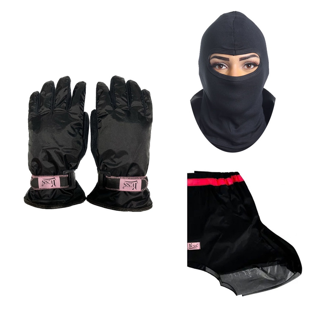 Luva Feminina Impermeável Frio Chuva Moto Motoqueira Galocha Protetor Tênis Balaclava