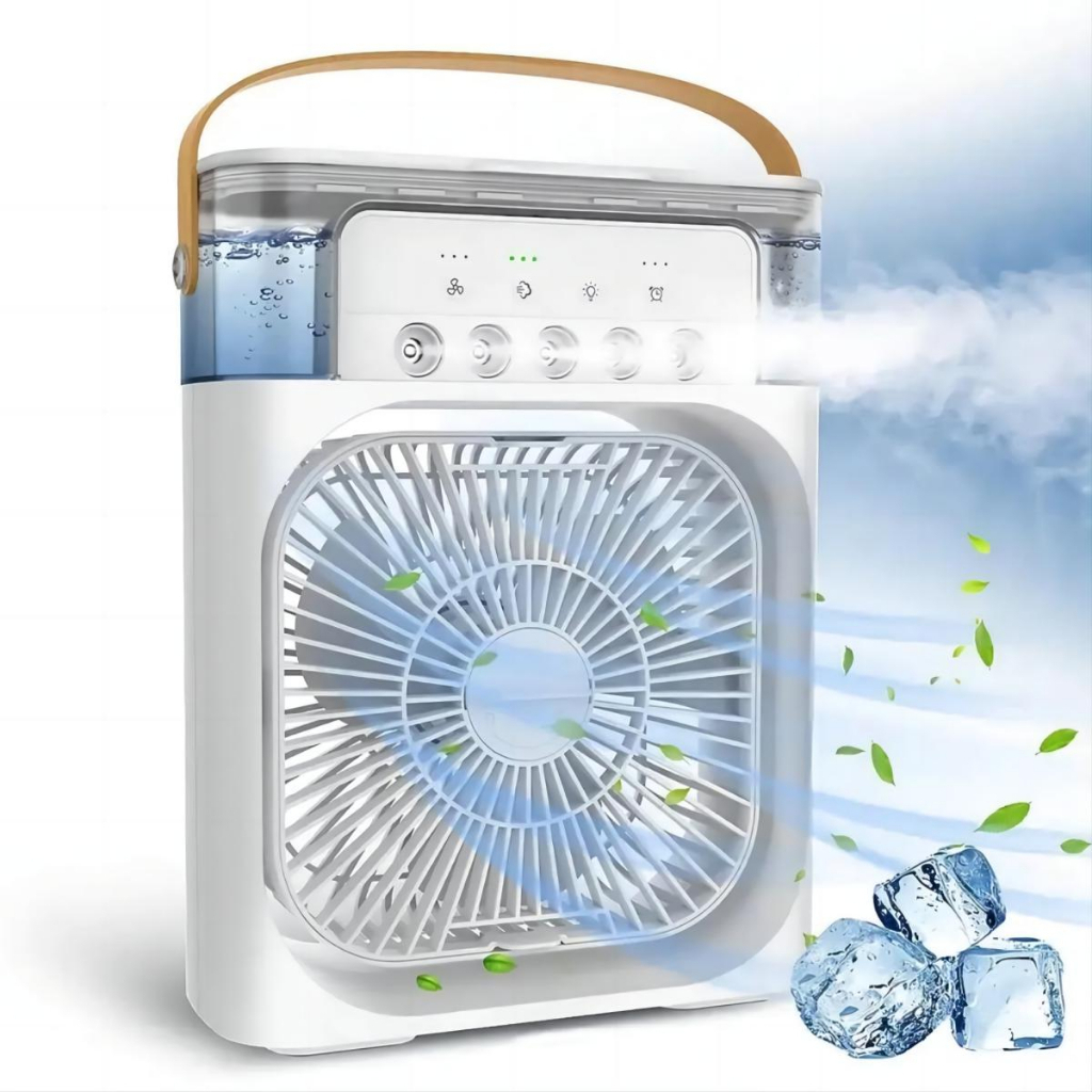 Refrigerador De Ar Ventilador Umidificador Portátil Com Led Reservatório De Água Led Usb