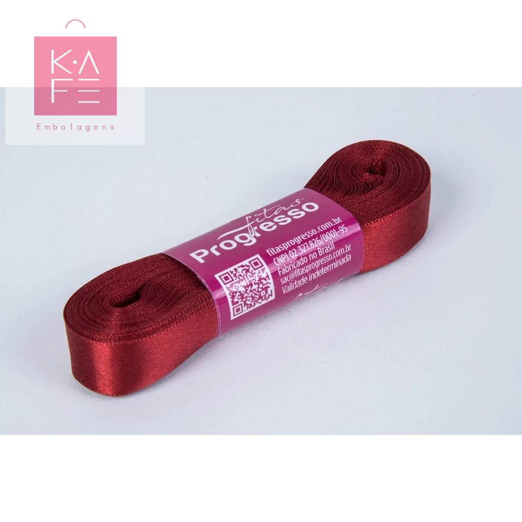 Fita de Cetim Vinho Cor 389 – 01 unidade – Progresso – Kafe Embalagens