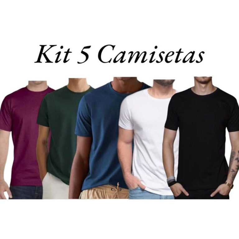 Kit 5 Camiseta Masculina Manga Curta Silk Sublima