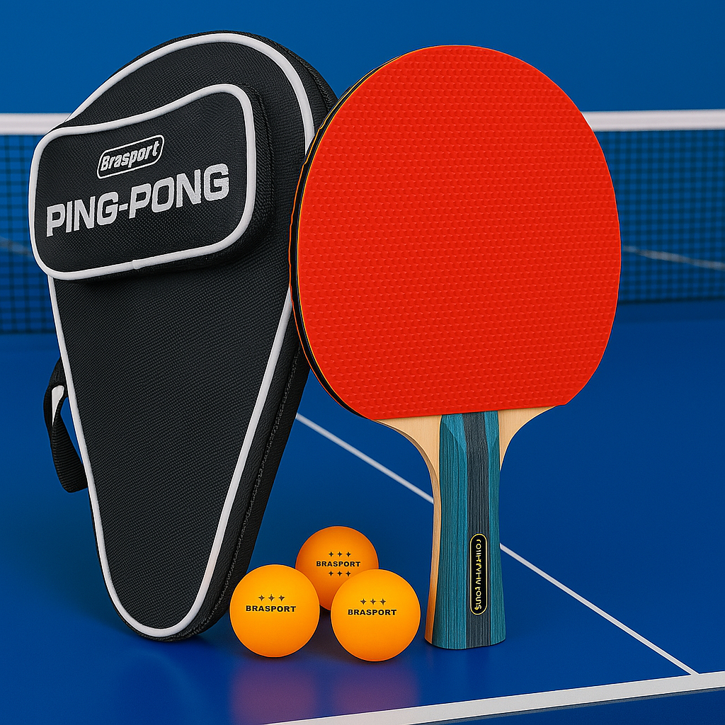 Kit Raquete e bolinha de Ping Pong Tênis de Mesa Profissional + 3 bolinhas de alta qualidade precisa