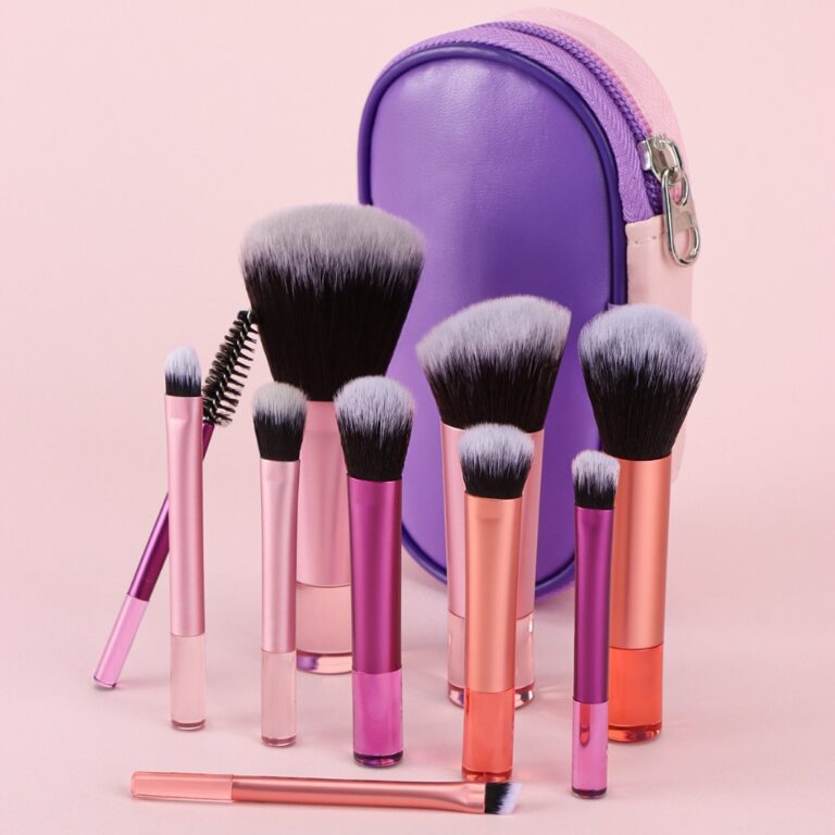 Kit 10 mini pincéis para Maquiagem com estojo bol