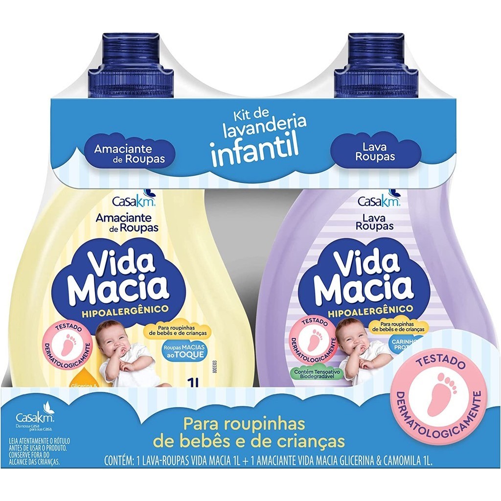 Kit 2 em 1 Lava Roupas Infantil  E 1 Amaciante Glicerina Camomila 1Litro CasaKm