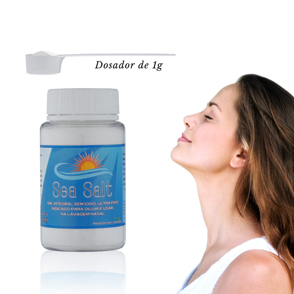 Sal Para Lavagem Nasal Soro em Pó Ultrafino Pote Com 100g + Colher Dosadora 1g