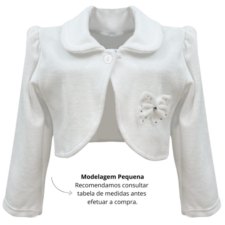 Bolero Casaco Infantil Branco Plush Festa Menina C