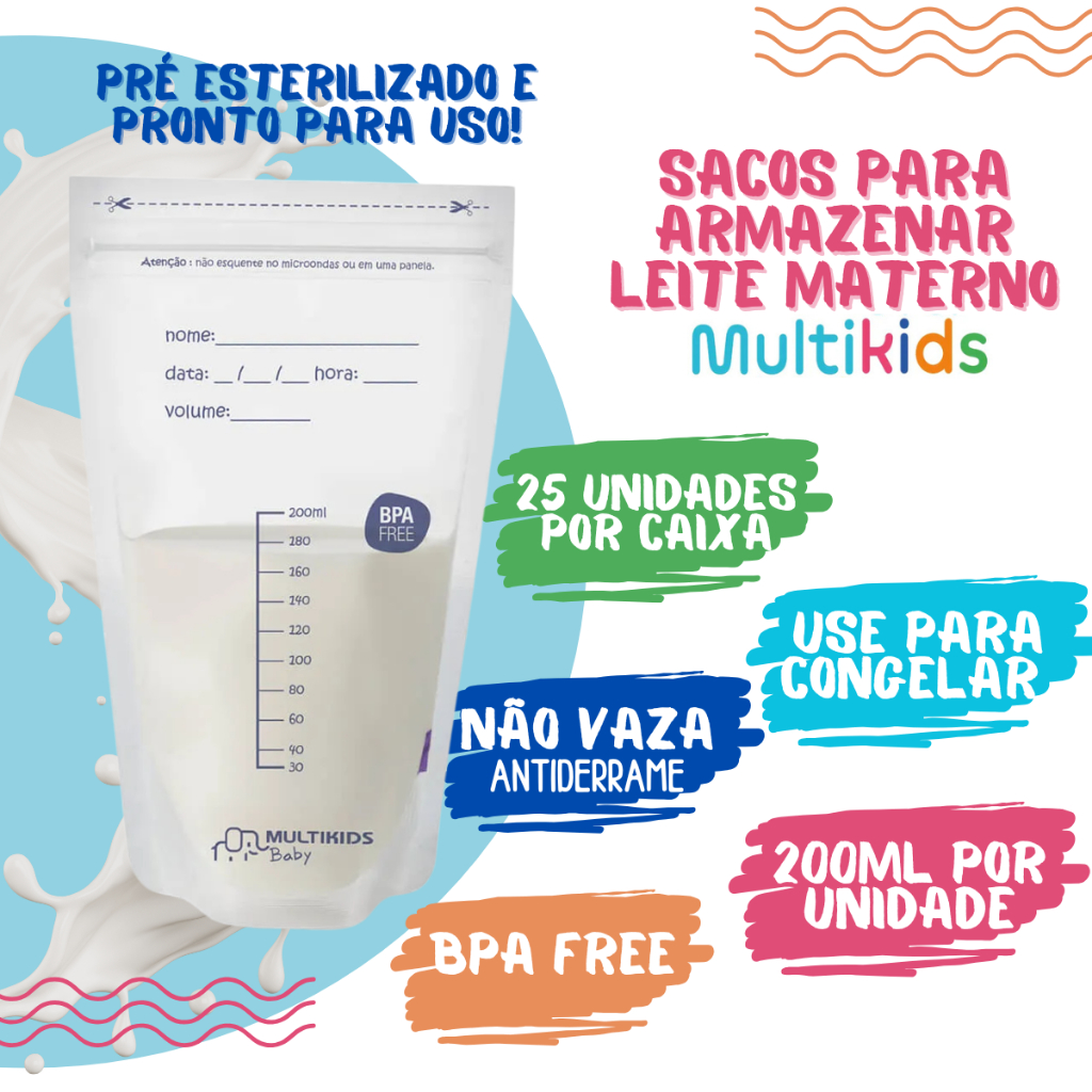Sacos para Armazenar Leite Materno For Mom, Multikids Baby, Branco