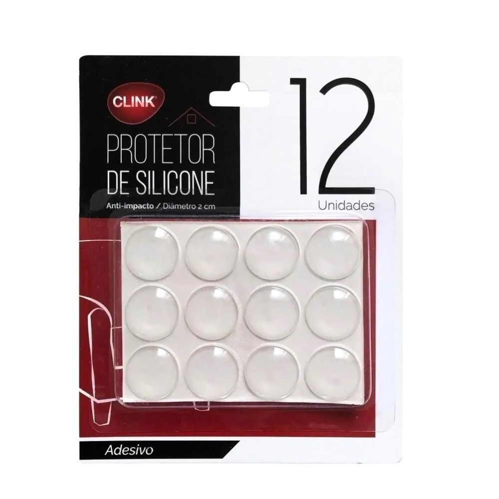 Protetor silicone para portas anti-impacto com adesivo –  kit com 12 unidades