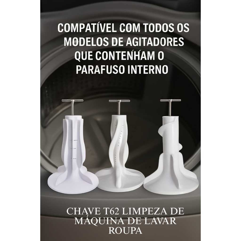 Chave T 10mm Cabo Estendido 42cm Para Limpeza do Agitador Maquina Lavar Roupas