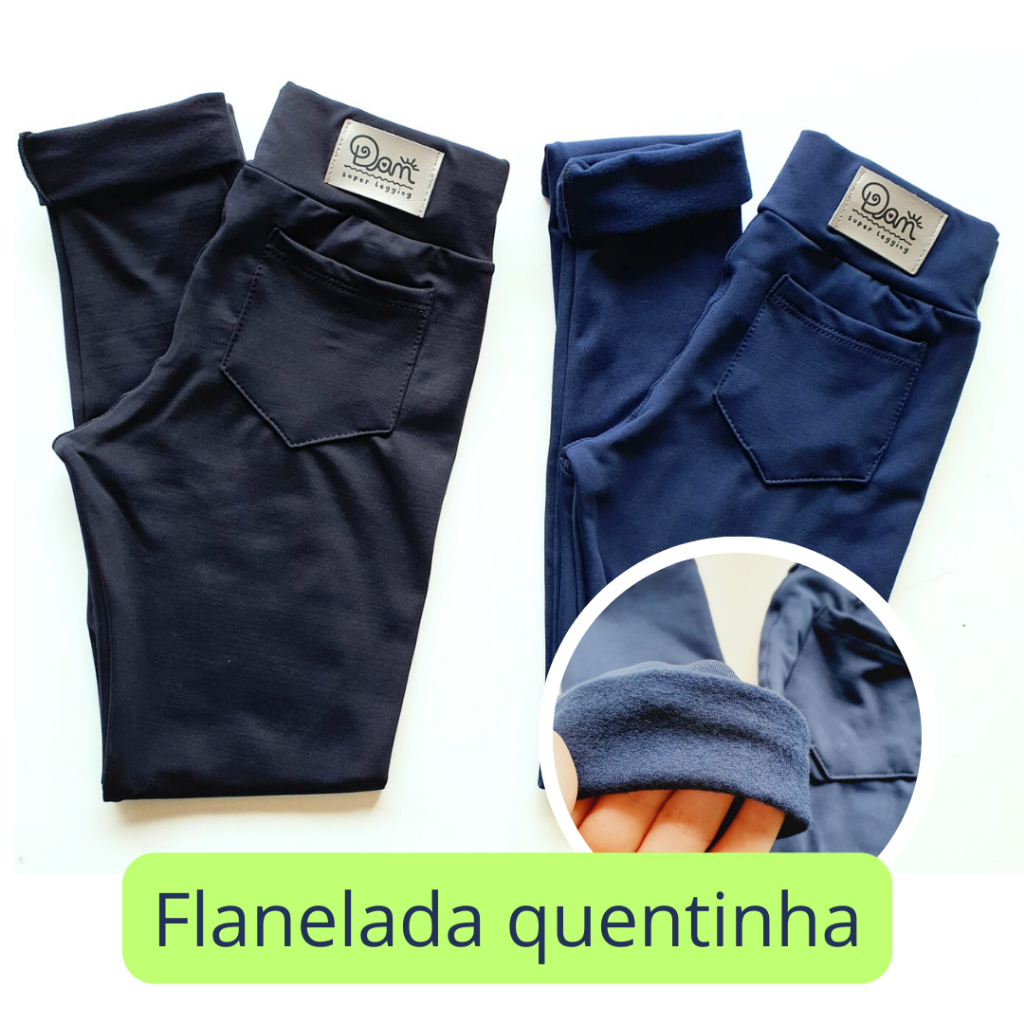 Calça Legging flanelada infantil lisa roupa menina suplex macio quentinho peluciada escolar dia frio