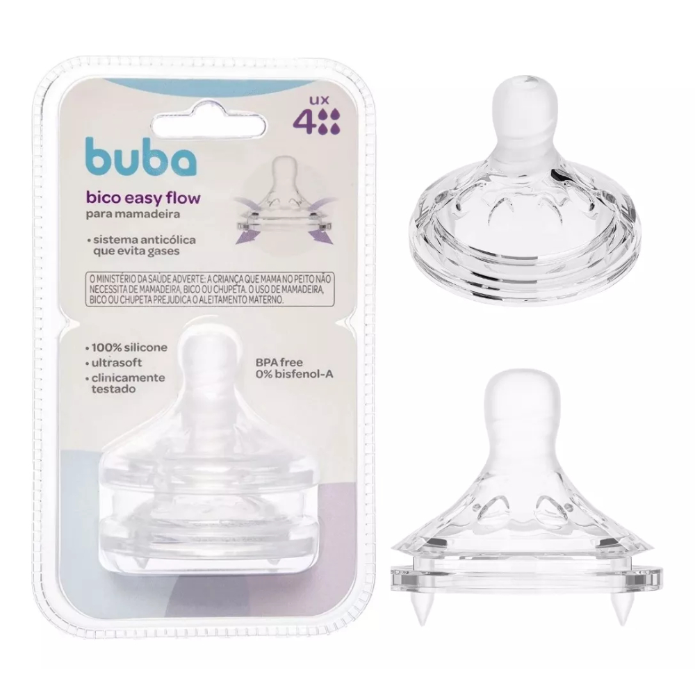 2UN BICO PARA MAMADEIRA EASY FLOW BUBA +6m