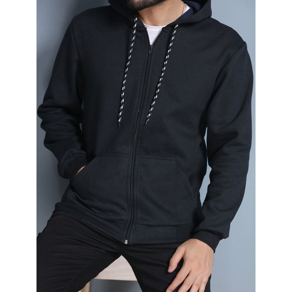 Moletom com Zíper Blusa de Frio Fechado Flanelado Moleton Com Capuz Blusão Casaco de Algodão Unissex