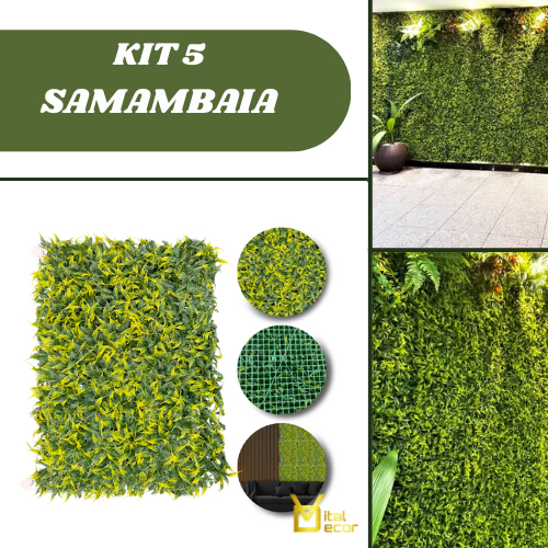 5 Placas Jardim Vertical Artificial 60x40cm  Samam