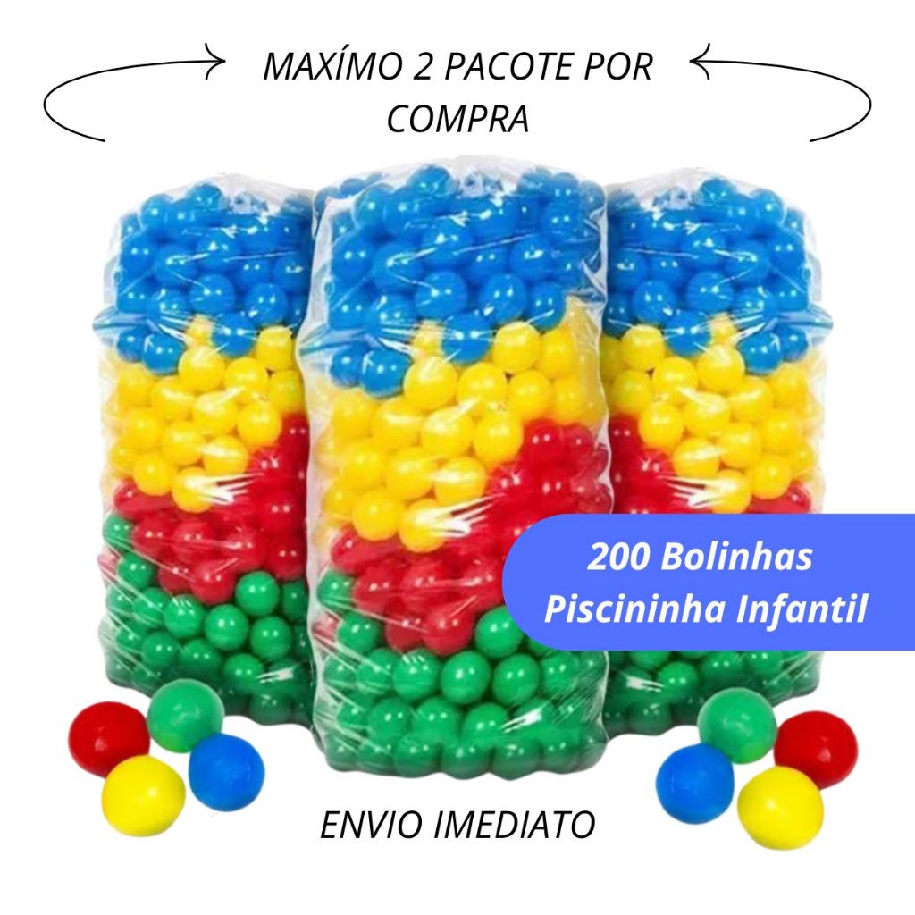 Bolinhas para Piscina 200 Unidades Coloridas Não Amassam Super Resistente Envio Imediato