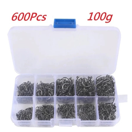 Kit Com 600 Anzóis Aço Carbono Do 03 ate o 12 + 