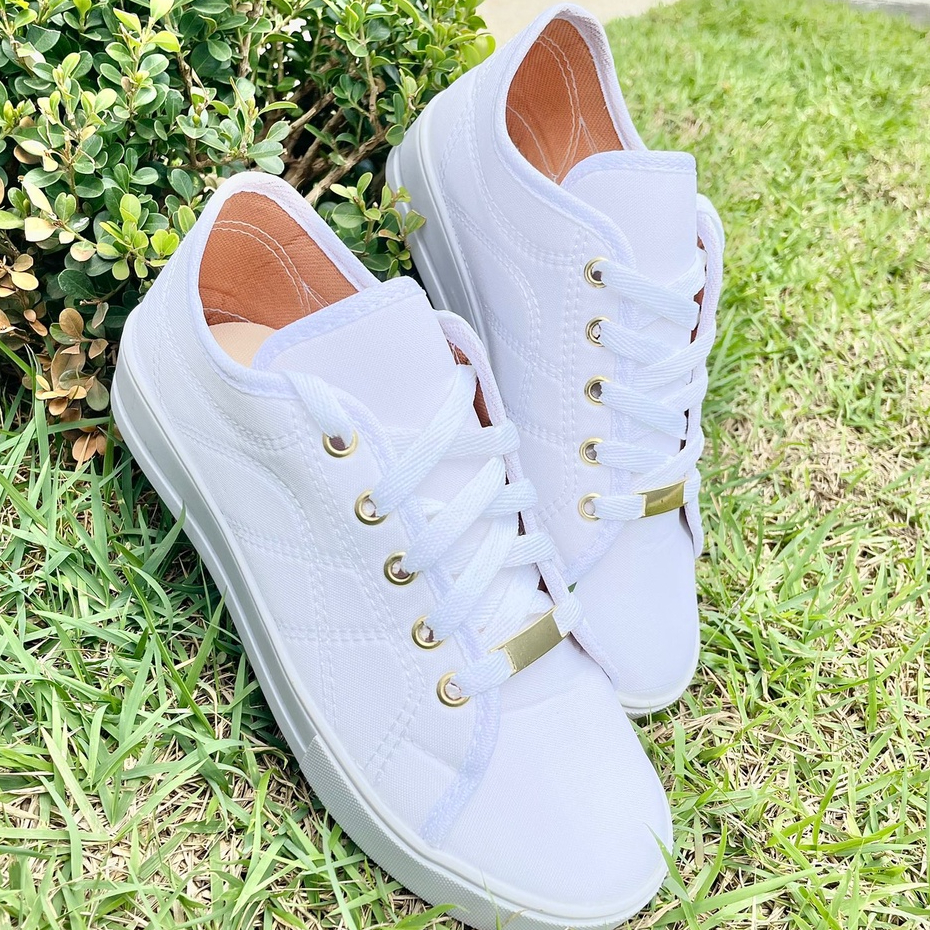 Tênis Feminino Branco Casual Leve e Confortável para Lazer e Trabalho – Calce Fácil