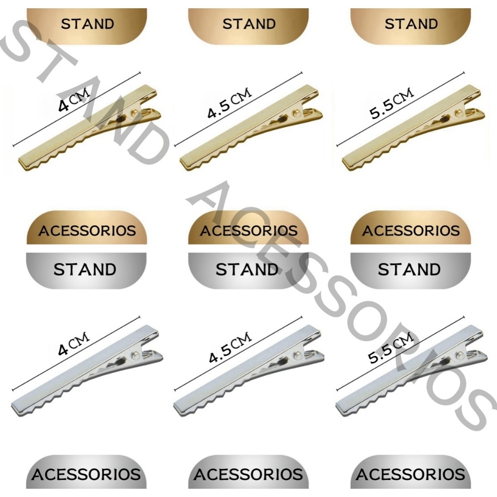 Kit Presilhas Bico de Pato Prata e Dourada  50 ou 100 Unidades para Bijuterias e Cabelos