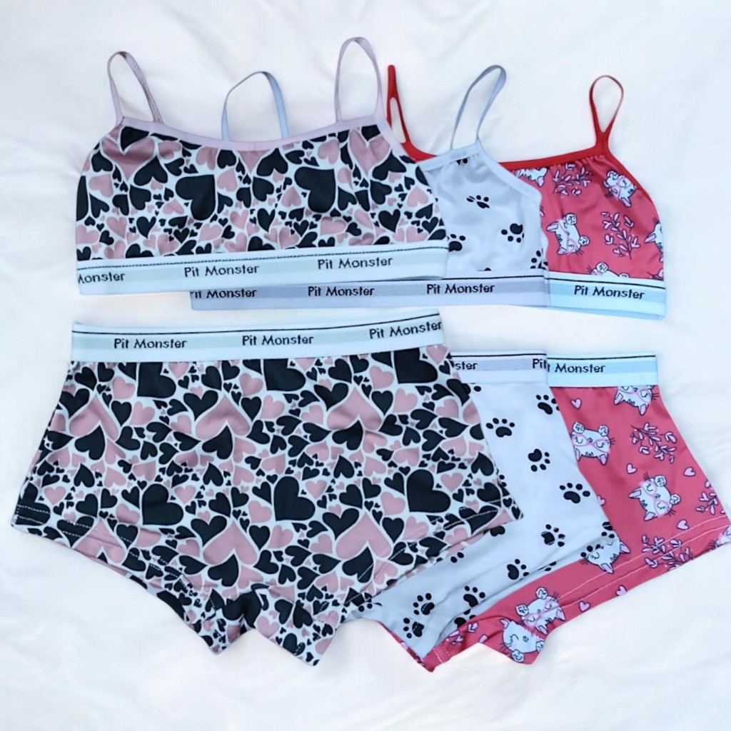 Kit 1 à 5 Conjunto Infantil Top e Calcinha Box Juvenil Moda Confortável Barato Menina Moça 293
