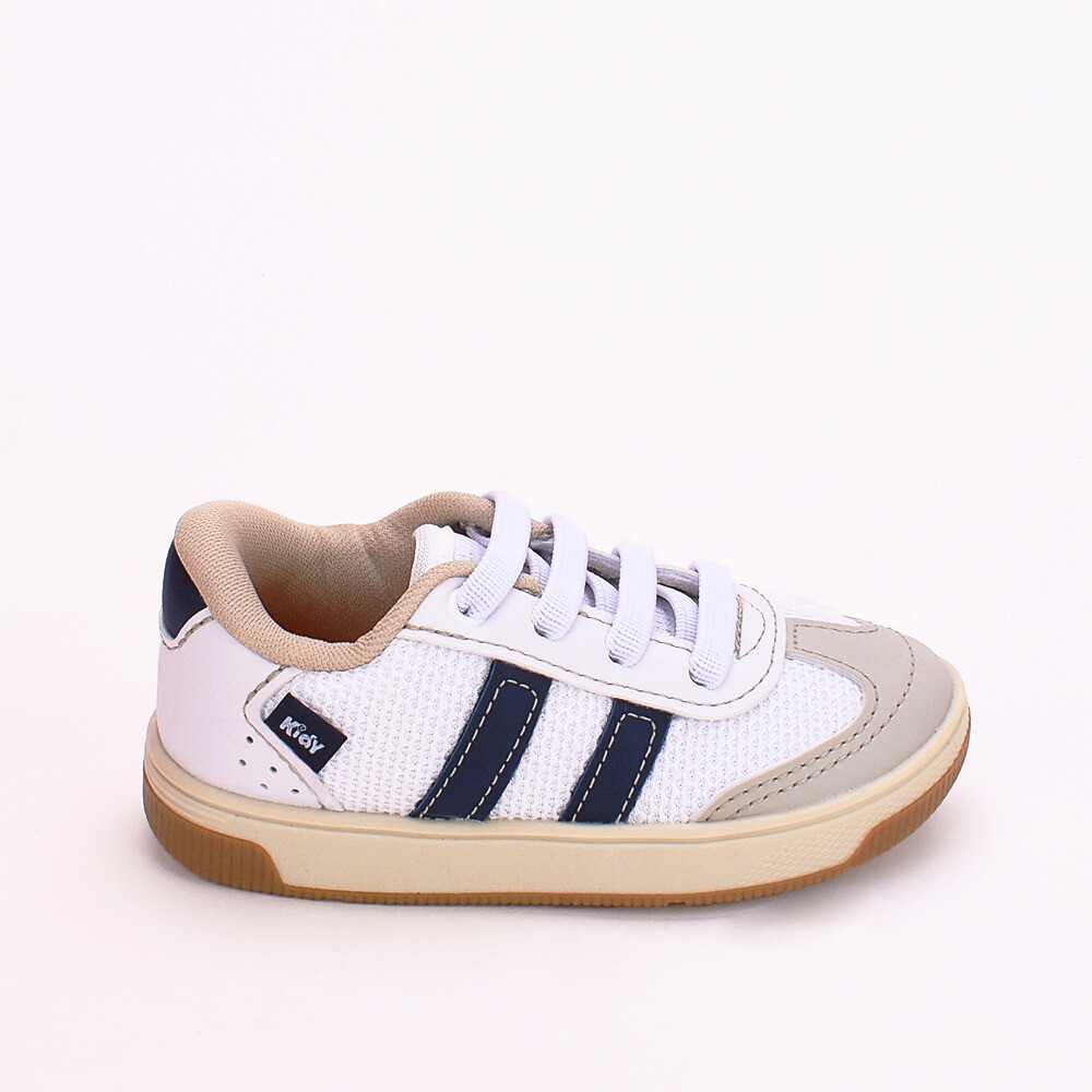 Sapatênis Infantil Menino Kidy Milão Calce Fácil Branco Azul Marinho