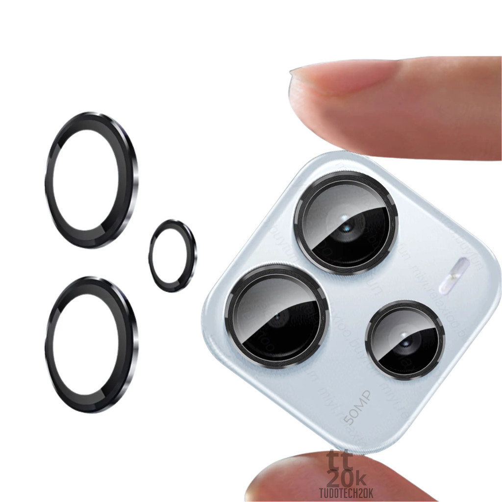 Pelicula Lente Camera Redmi Note 14 Vidro Temperado Anel Metalico Ultra Premium + Kit Aplicação