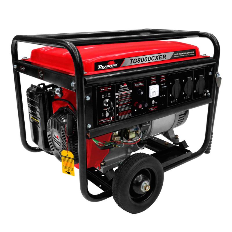 Gerador de Energia à Gasolina 7,2 Kva Bivolt Partida Elétrica TG8000CXER TOYAMA