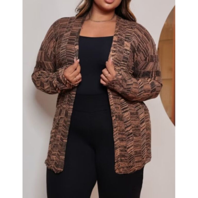 Casaco Kimono Plus size Mescla Cardigan Aberto Inv