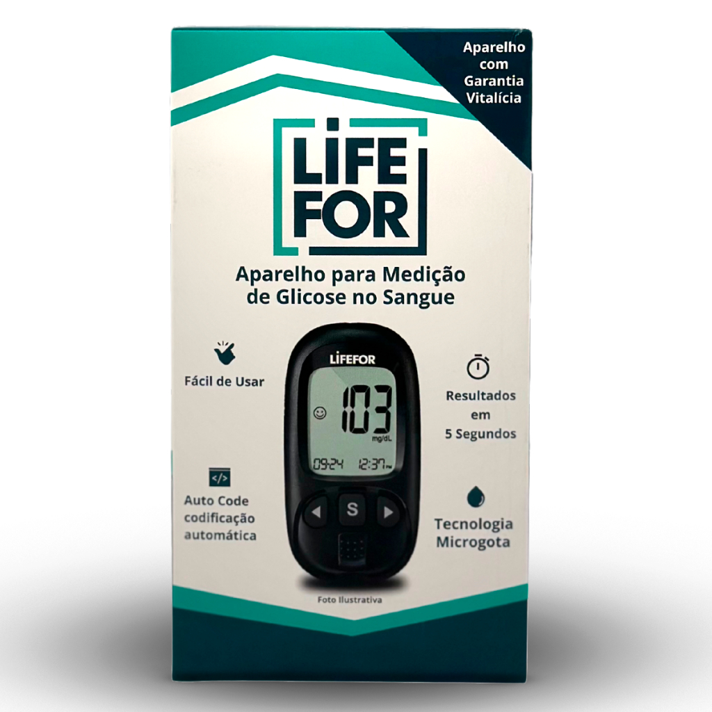 Aparelho De Glicose Glicemia Super Kit Com 60 Tiras Completo Medição De Diabetes Modelo Lifefor