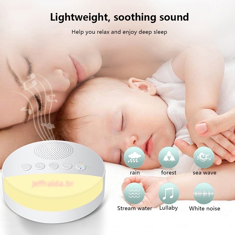 Máquina de ruído branco para crianças, Sleep Sound Player, temporizador de luz noturna, USB recarreg