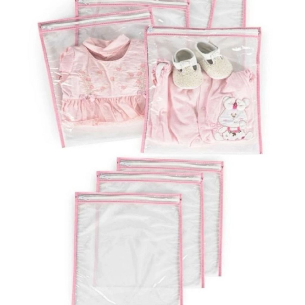 Kit 7 Saquinhos Maternidade Multiuso Varias Cores Com Zíper Organizador Nécessaire