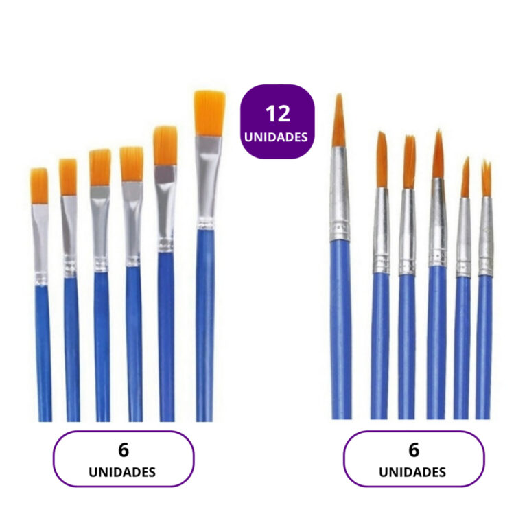 Kit 12 Pincéis Pintura Artesanato Ponta Fina Redo