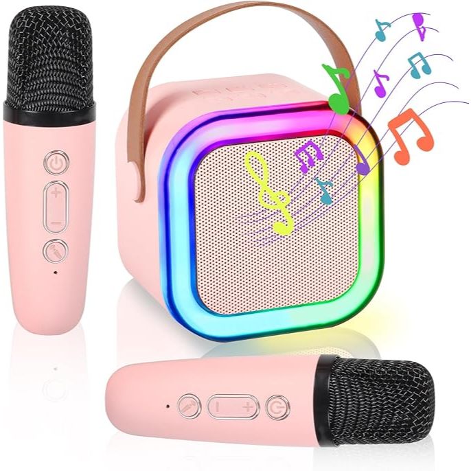 Caixinha de Som com 2 Microfones Sem Fio Portátil
