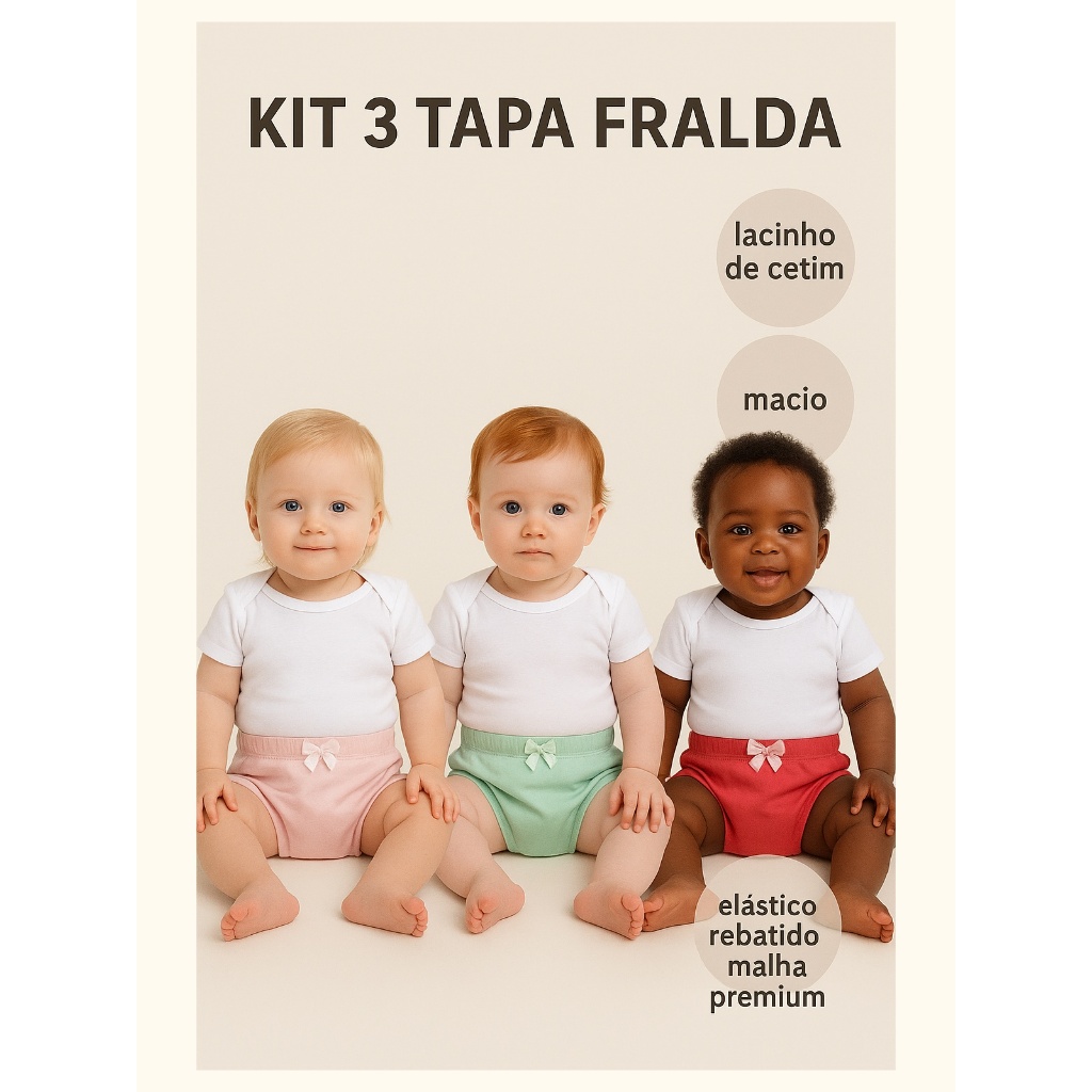 Kit 3 Tapa Fralda Bebe Suedine 100% Algodão Cor Sortida Menino Menina Verão Conforto Qualidade Taman