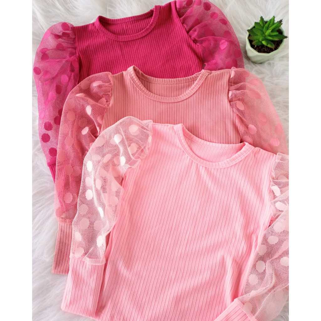Blusa Canelada – Manga Tule Comprida – Infanto Juvenil – Do 02 ao 16