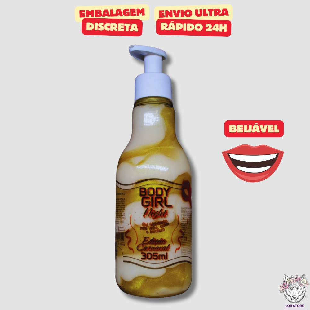 Body Girl Carnaval Brilho Gel Creme Hidratante Beijável Virilha Brilhante 305ml – Blow Girl