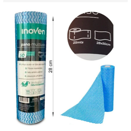 Kit Pano Multiuso Com 28X50cm Azul – Rolo C/