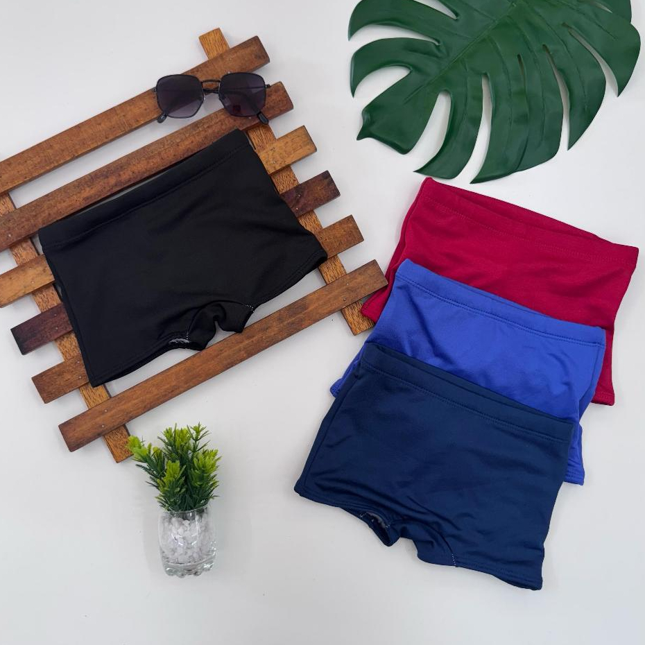Sunga Boxer Infantil kids criança lisa forrada praia piscina