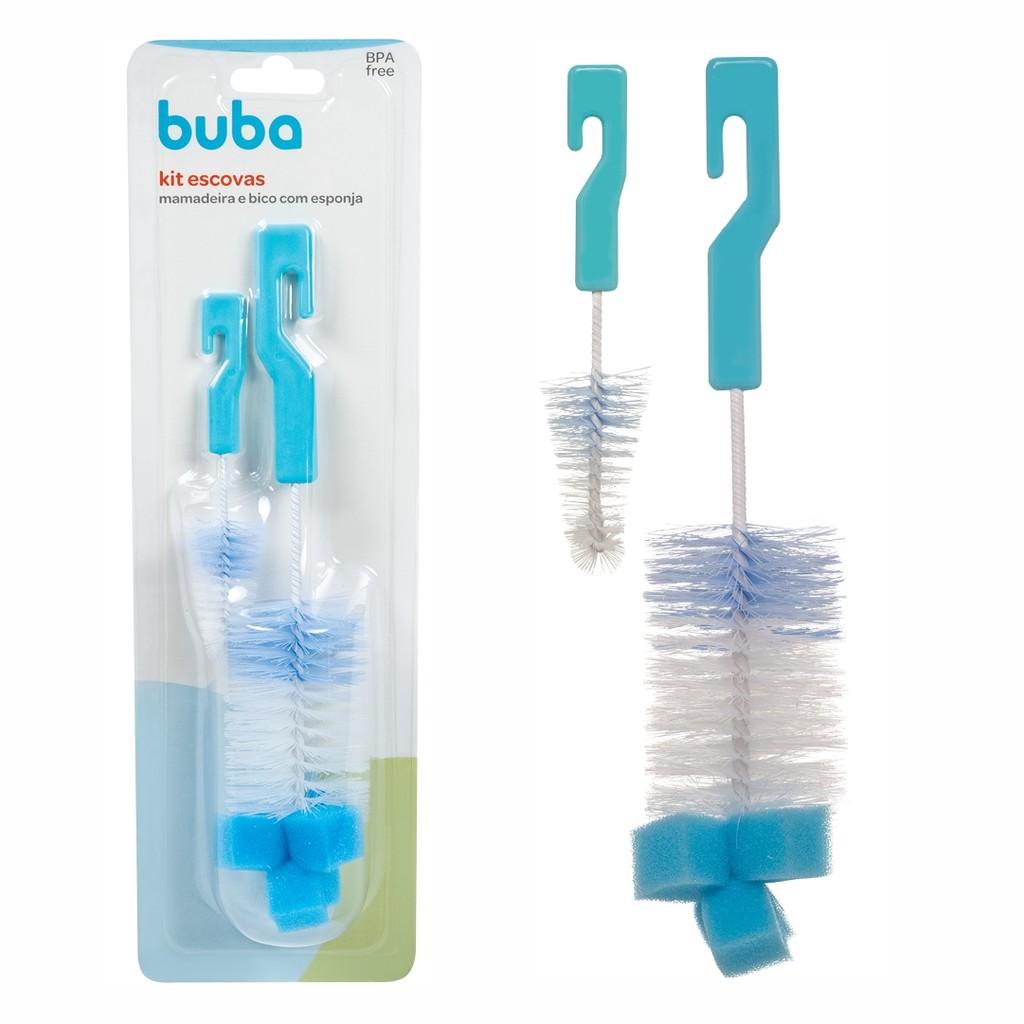 Kit 2 Escovas de Limpeza para Mamadeira Buba  Higiene Profunda e Prática Buba