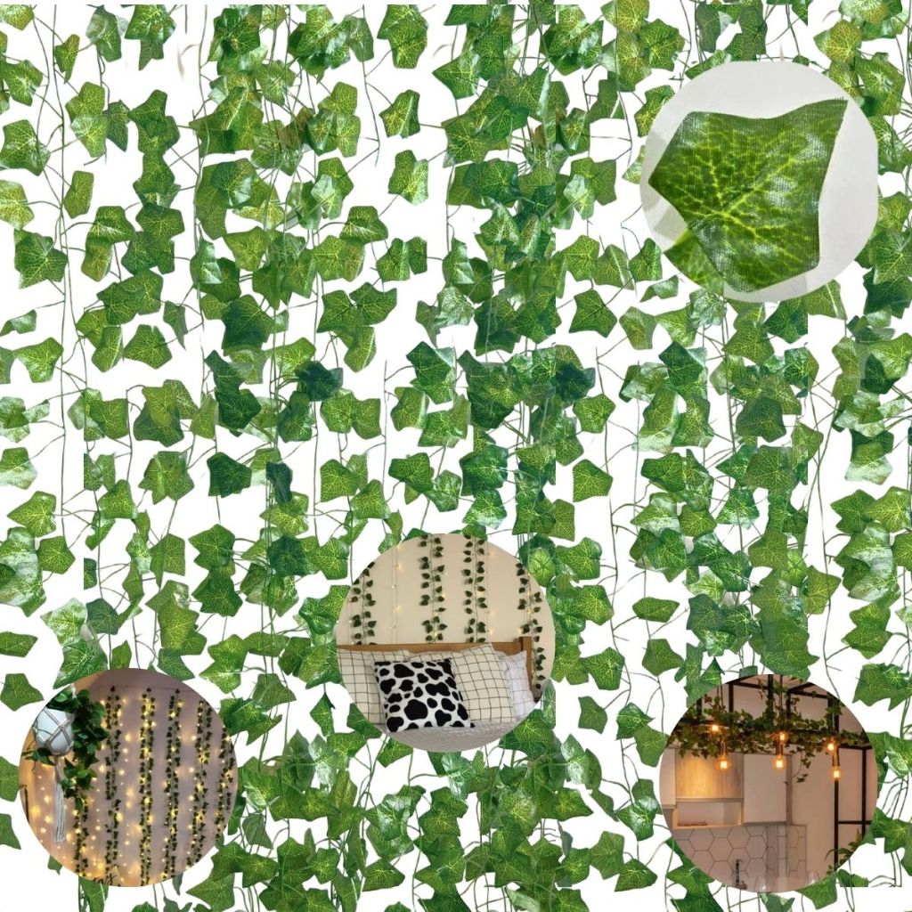 30 Metros Hera Verde Planta Artificial Trepadeira Ramas Folhagem Pendente
