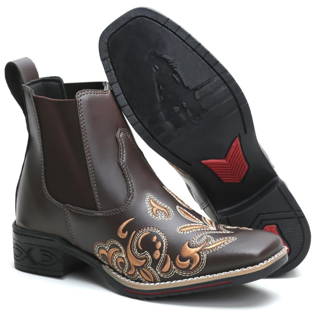 Botina Bota Feminina Cano Curto Country Texana Rodeio Roça Cor Café Envio Imediato Cowboy Floral Ora