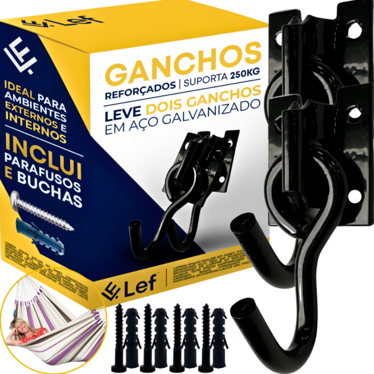 Kit Gancho Rede Descanso Lef Parede Não Enferruja
