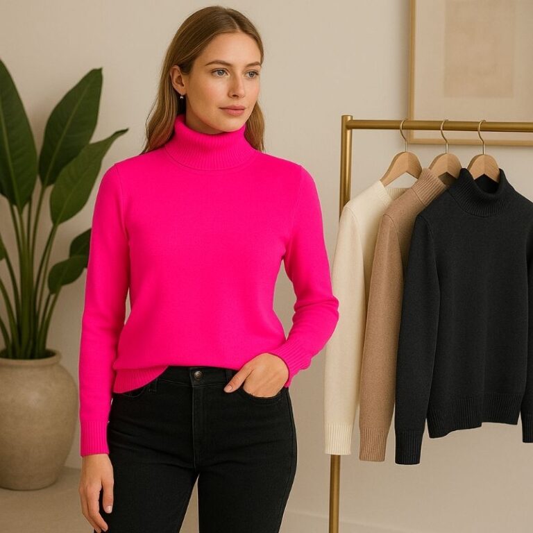 Blusa gola alta de frio de tricô inverno