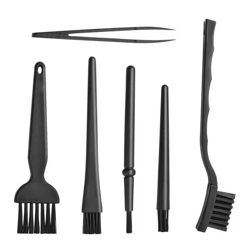 Kit 6 Escovas Pincéis Antiestáticos Pinça Limpeza Para Computador Notebook Circuito Placa Eletrônica