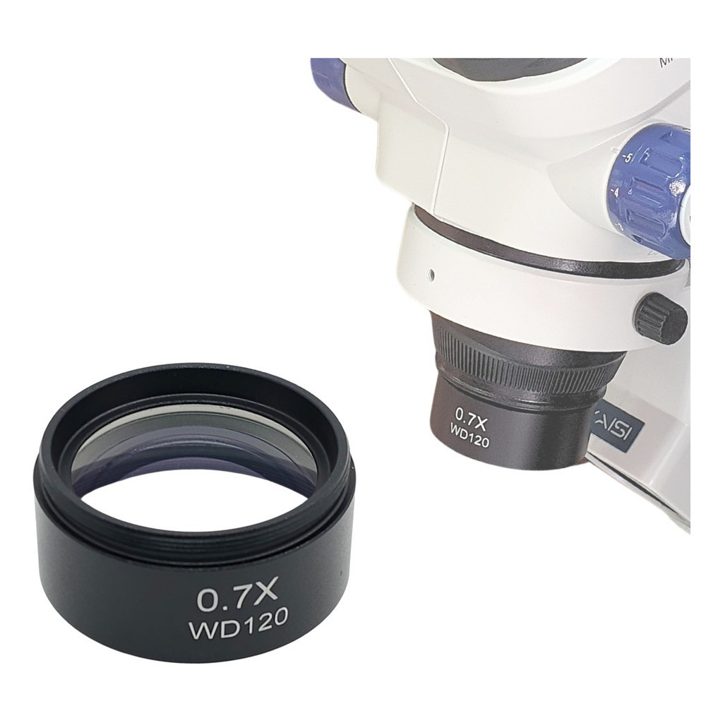 Lente 0.7x Auxiliar 48mm Para Microscópio Binocular Trinocular | WD 165mm – Placas e Joias