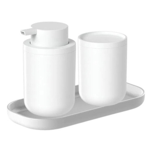 Kit Acessórios Banheiro Lavabo Branco Conjunto 3 