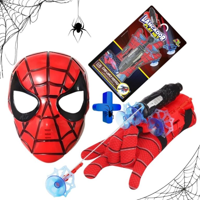 Mascara Homem Aranha + Luva Homem Aranha Lança Te