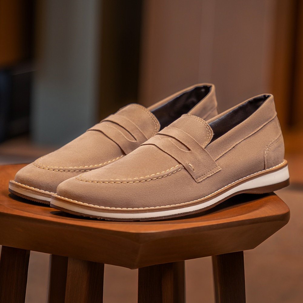 Sapato Casual Masculino Camurça Versales Derby Calce Fácil Conforto Gravata Bege Marrom Preto